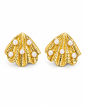 PELAGIA - Gold-Tone Shell and Pearl Stud Earrings