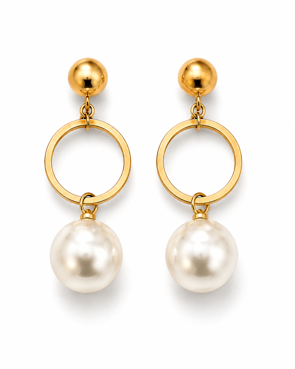 SIRENA gold-tone ring and pearl drop earrings by Neha Sharma Label, front view