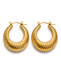 MARIS - Gold-Tone Ribbed Croissant Hoop Earrings