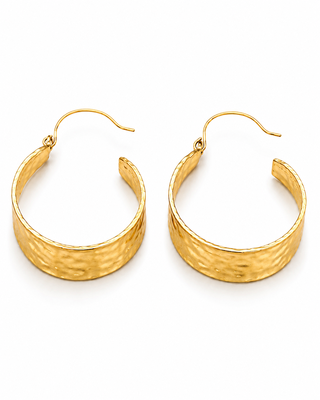 SAVERA - Gold-Tone Wide Hammered Band Hoop Earrings