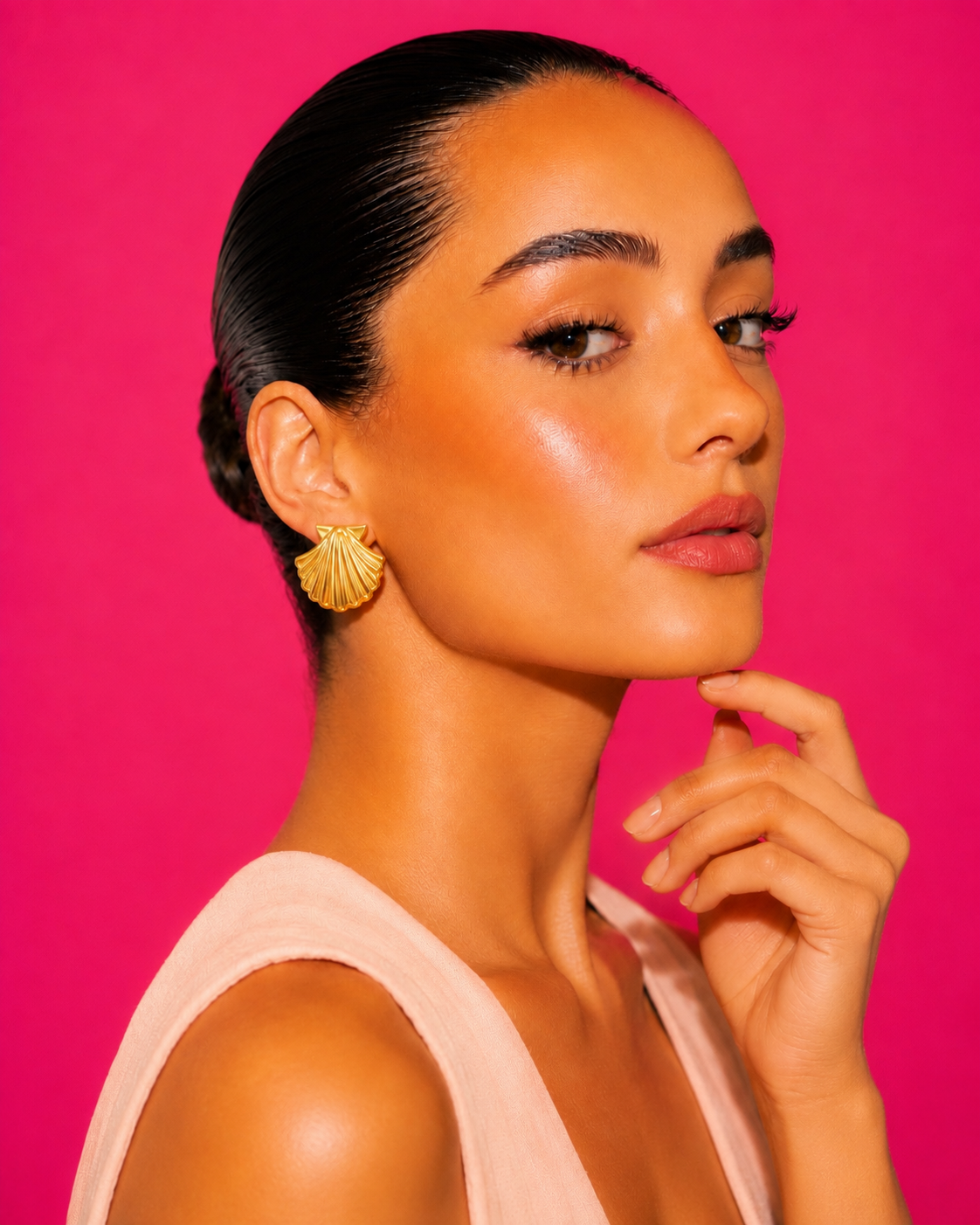BAHIA - Gold-Tone Scallop Shell Stud Earrings