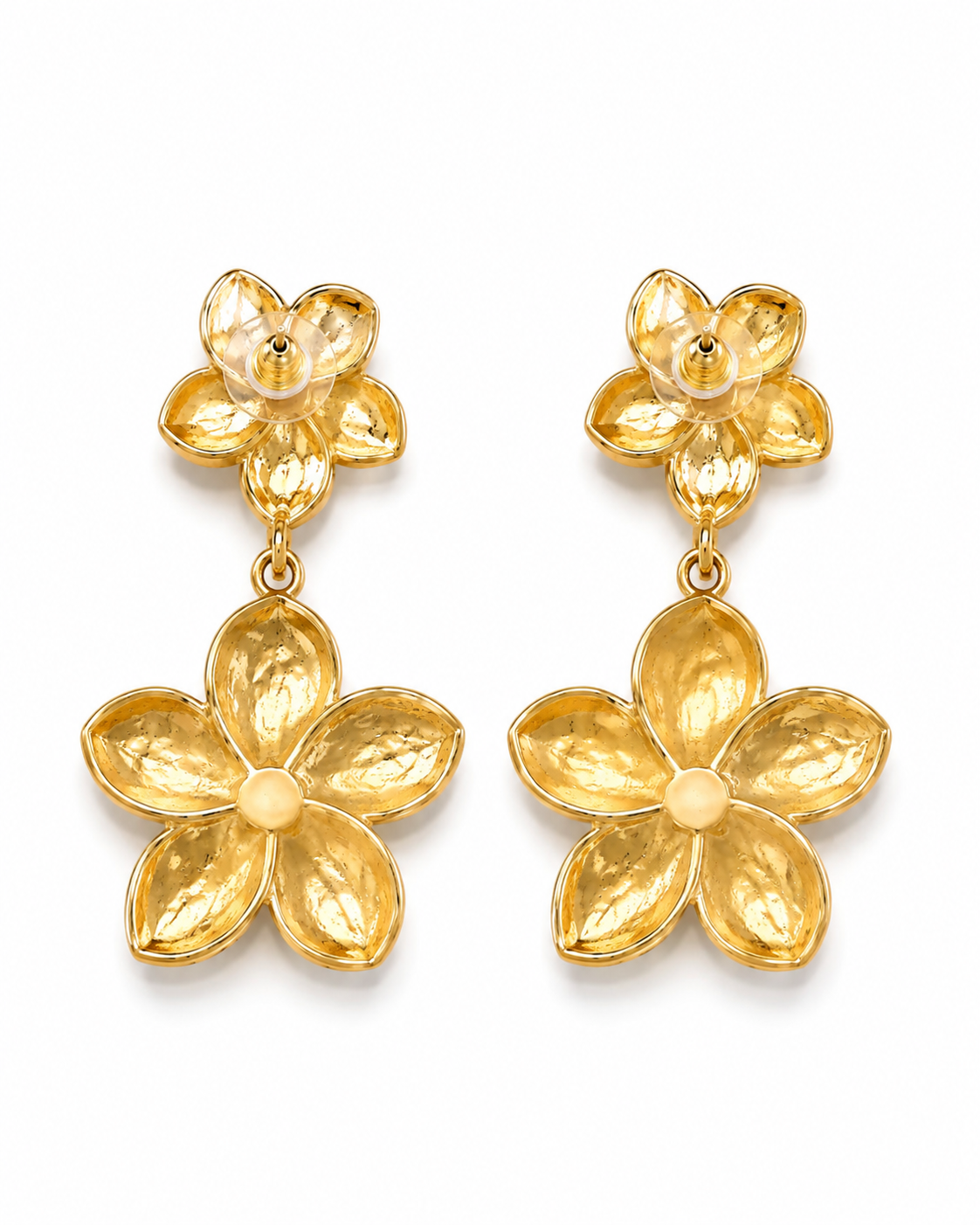 ARALIYA - Gold-Tone Frangipani Flower Drop Earrings