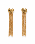 LAHARI - Gold-Tone Hammered Heart Chain Fringe Earrings