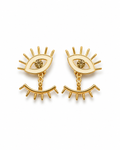 RIMJHIM - Gold-Tone Evil Eye Two-Part Ear Jacket Earrings