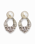 OCEANE - Silver-Tone Pearl Door-Knocker Drop Earrings