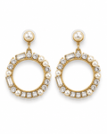 VENEZIA - Gold-Tone Stone and Pearl Circle Drop Earrings