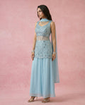 MAHTAB - Powder Blue Mirror Work Sharara Set