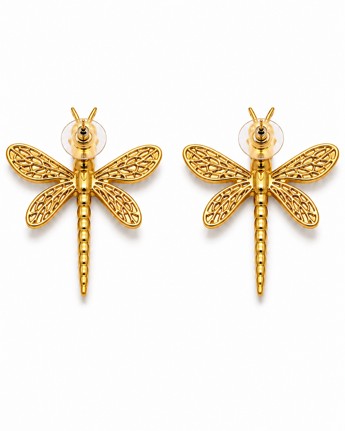 AESHNA - Gold-Tone Dragonfly Statement Earrings