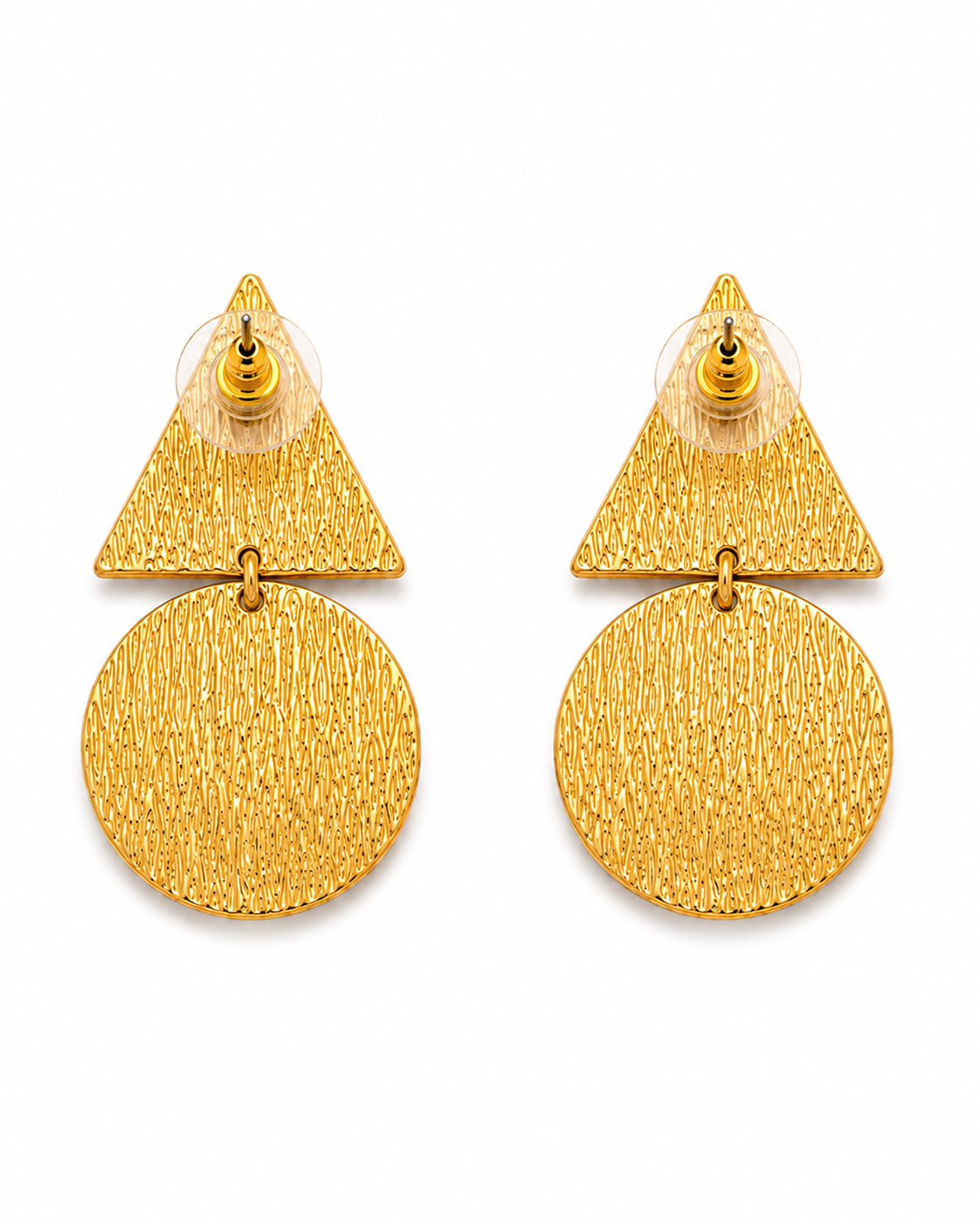 ONDINE - Gold-Tone Textured Triangle and Disc Drop Earrings