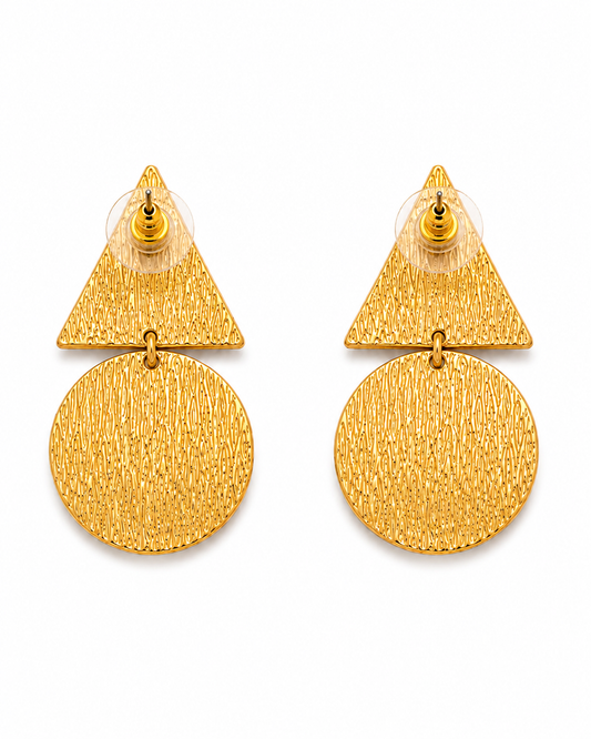 ONDINE - Gold-Tone Textured Triangle and Disc Drop Earrings