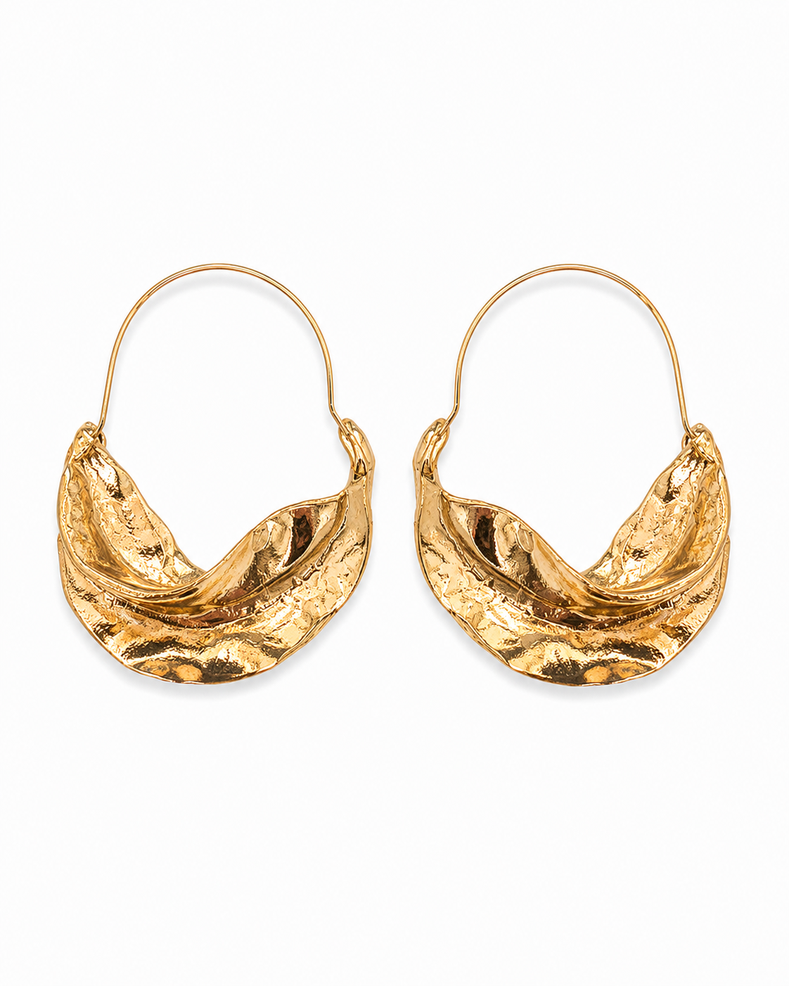AMALFI gold-tone hammered crescent hoop earrings by Neha Sharma Label, front view