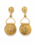 CAPRI - Gold-Tone Rope and Textured Disc Drop Earrings