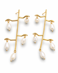 JHEEL - Gold-Tone Pearl Branch Chandelier Earrings