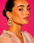 NADIYA - Gold-Tone Baroque Pearl Crescent Drop Earrings