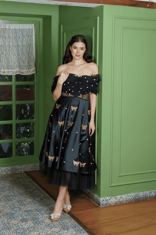 Midnight Siren Black Corset Dress