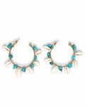 POSITANA - Gold-Tone Cowrie and Stone Hoop Earrings