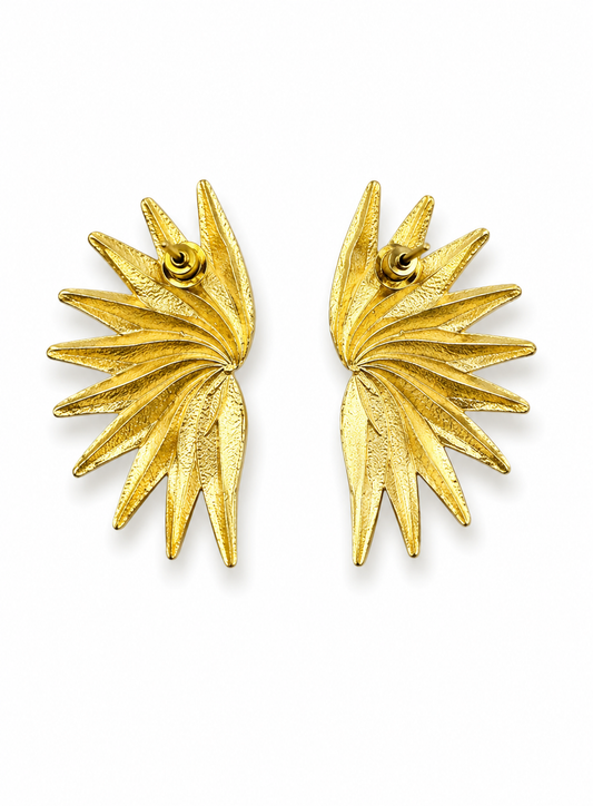 HELIAN - Gold-Tone Palm Frond Statement Earrings