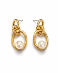 DORIA - Gold-Tone Link and Pearl Drop Earrings