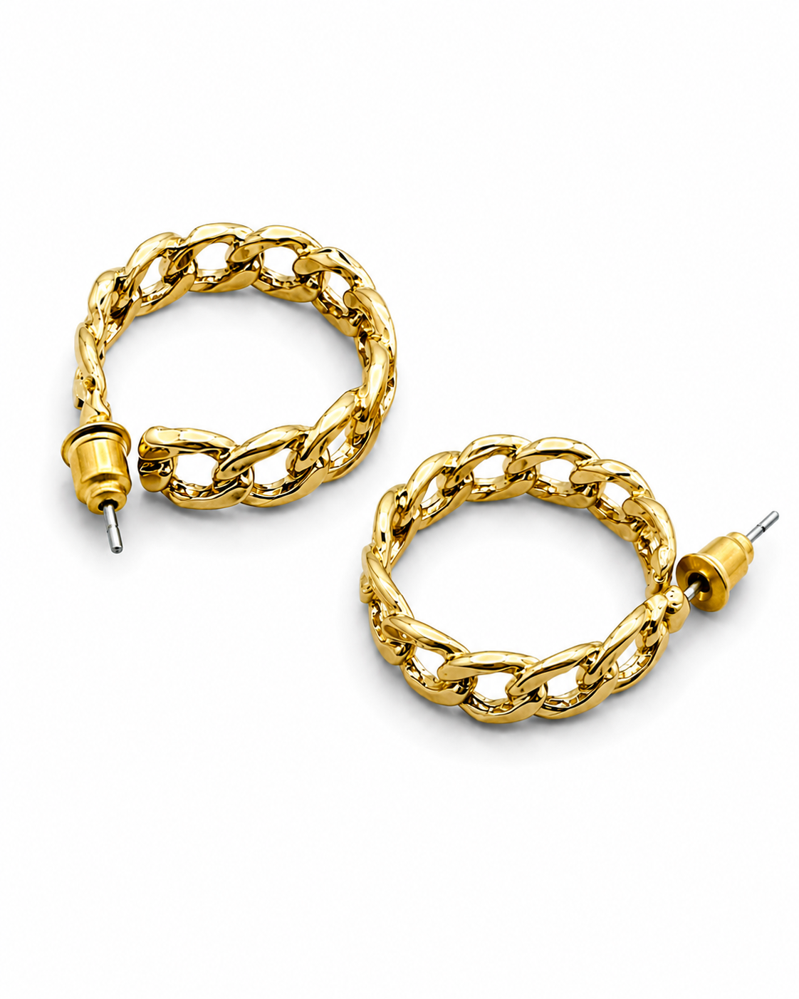 CATENA - Gold-Tone Textured Curb Chain Hoop Earrings