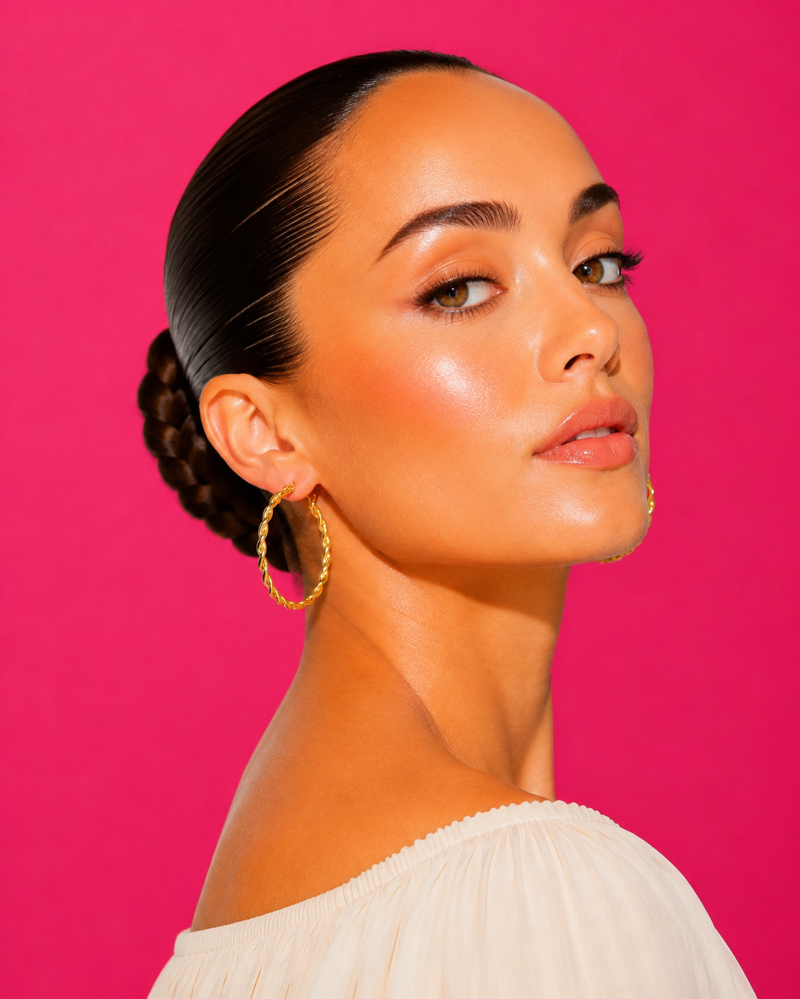 TRECCIA - Gold-Tone Twisted Rope Hoop Earrings