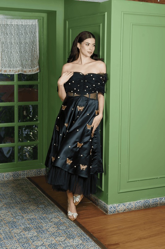 Midnight Siren Black Corset Dress
