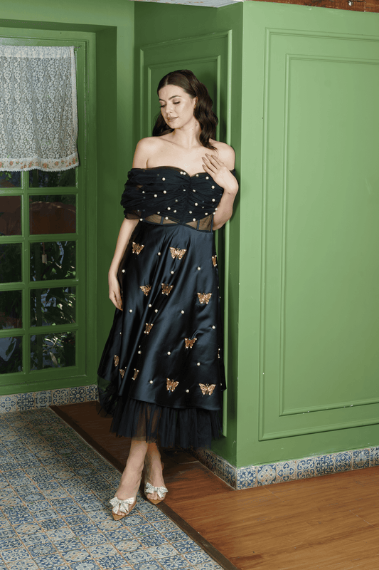 Midnight Siren Black Corset Dress
