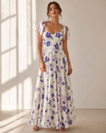DELPHINE - Purple Floral Corset Maxi Dress