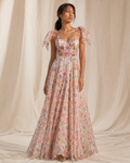 PALOMA - Ivory Retro Floral Print Maxi Dress