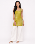 MAHRU - Olive Sprig Print Tie-Up Back Kurti