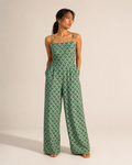 WREN - Green Teardrop Print Wide-Leg Jumpsuit