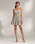 IONE - Ivory Speckle Print Tiered Mini Dress