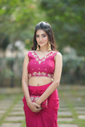 Chic Embroidered Red Dhoti Set