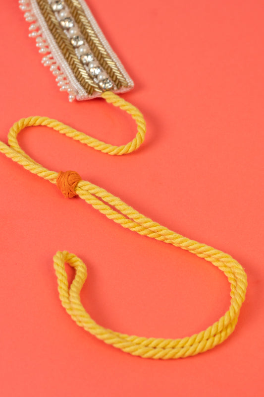 Golden & White Beads & Pearls Studded Contemporary Choker