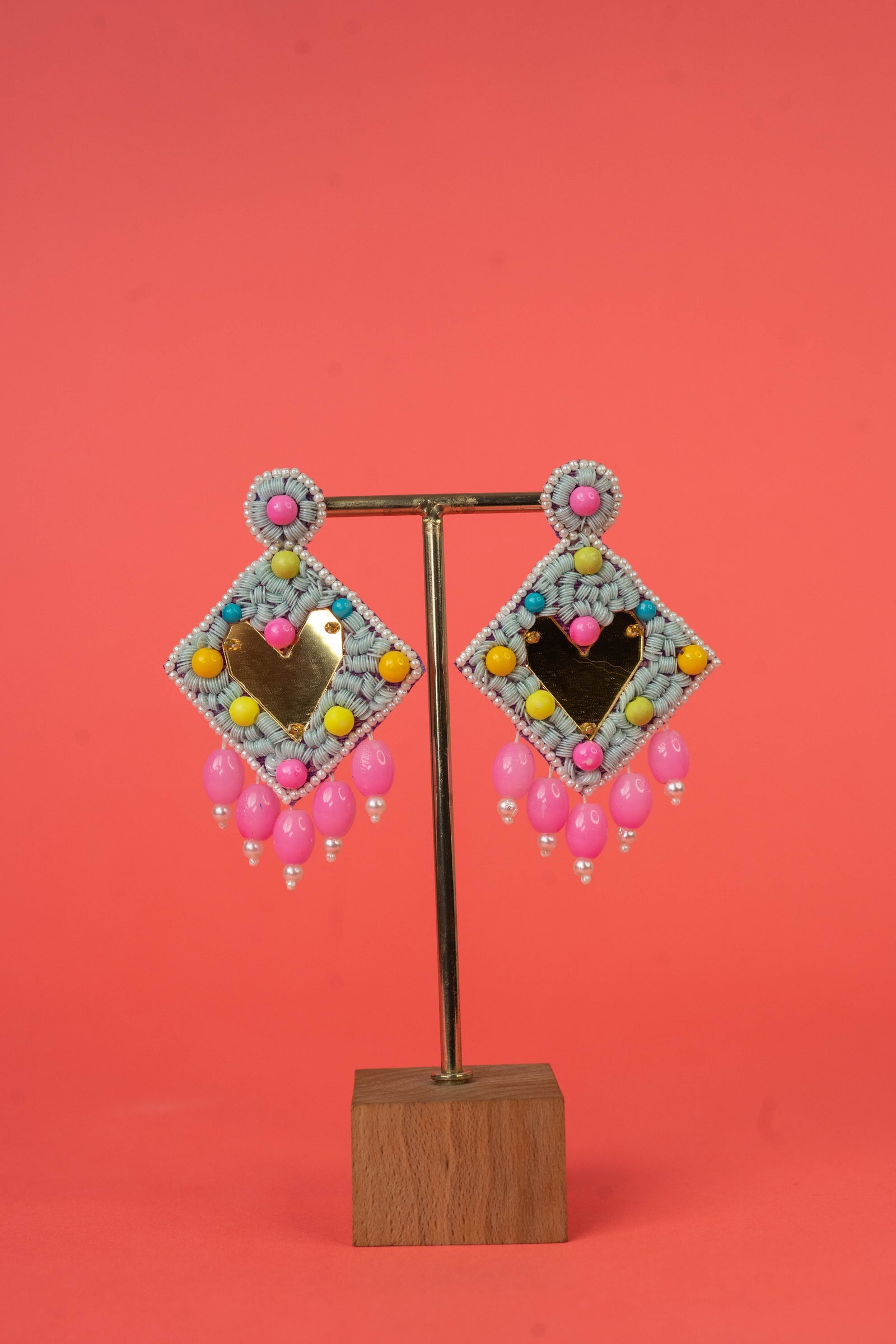 Multi colour pearl beaded earrings
