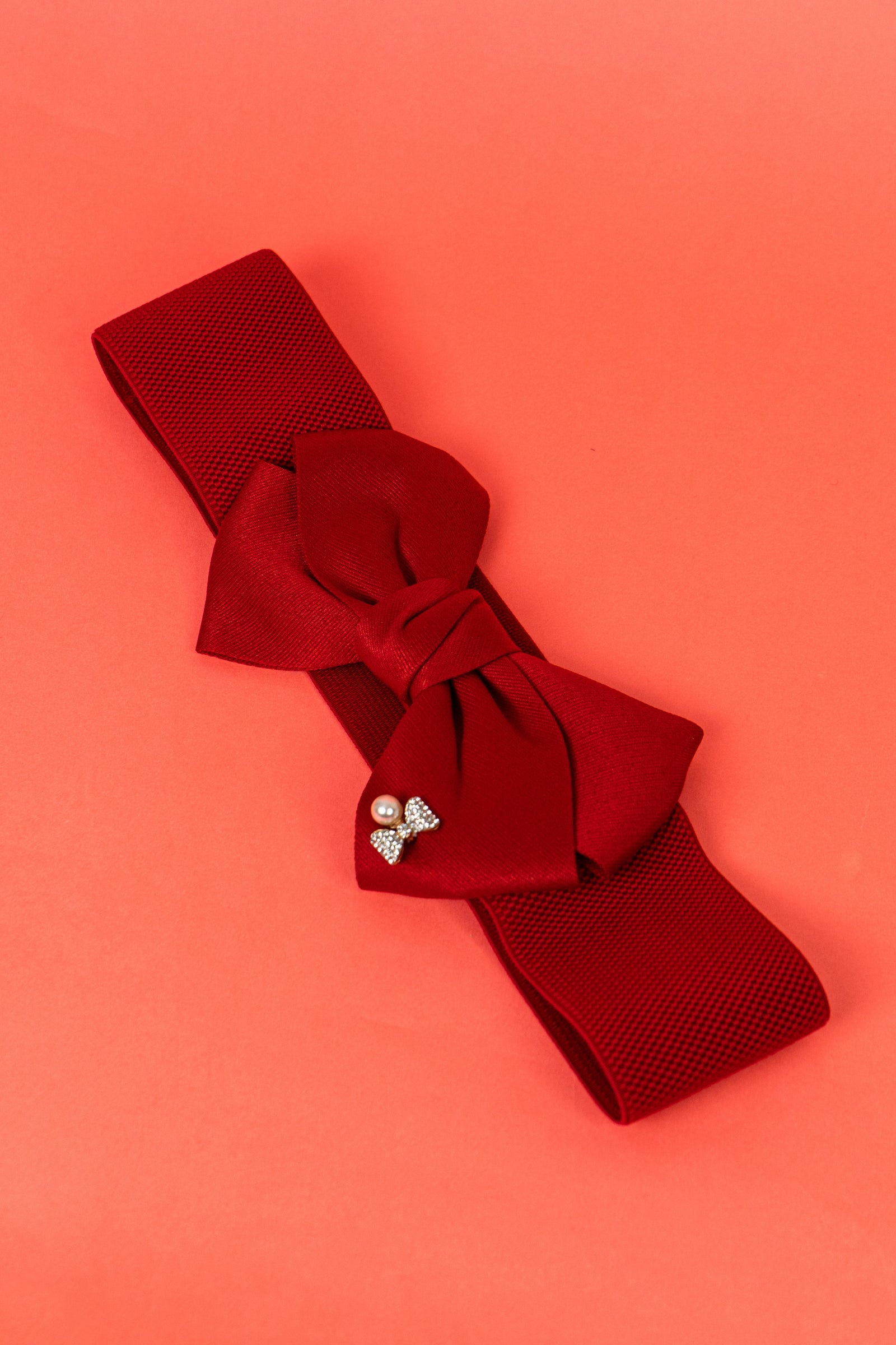 Maroon bow western waist belt
