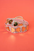 Pink & blue beaded mirror handcrafted waist belt