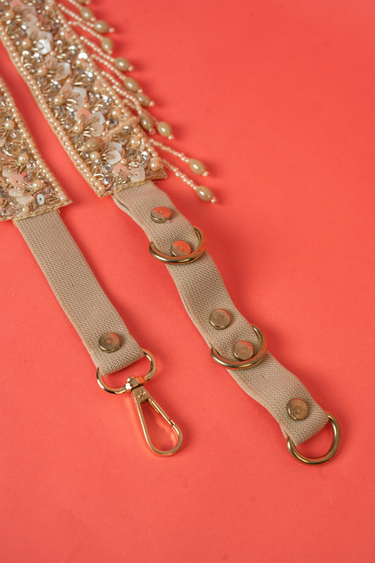 Embroidered Pearls and Swarovski Crystals Waist Belt