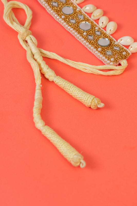 Mirror beaded choker with shells hanging