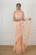 Peach Butterfly Draped Saree