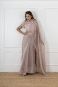 Nude pink Draped saree